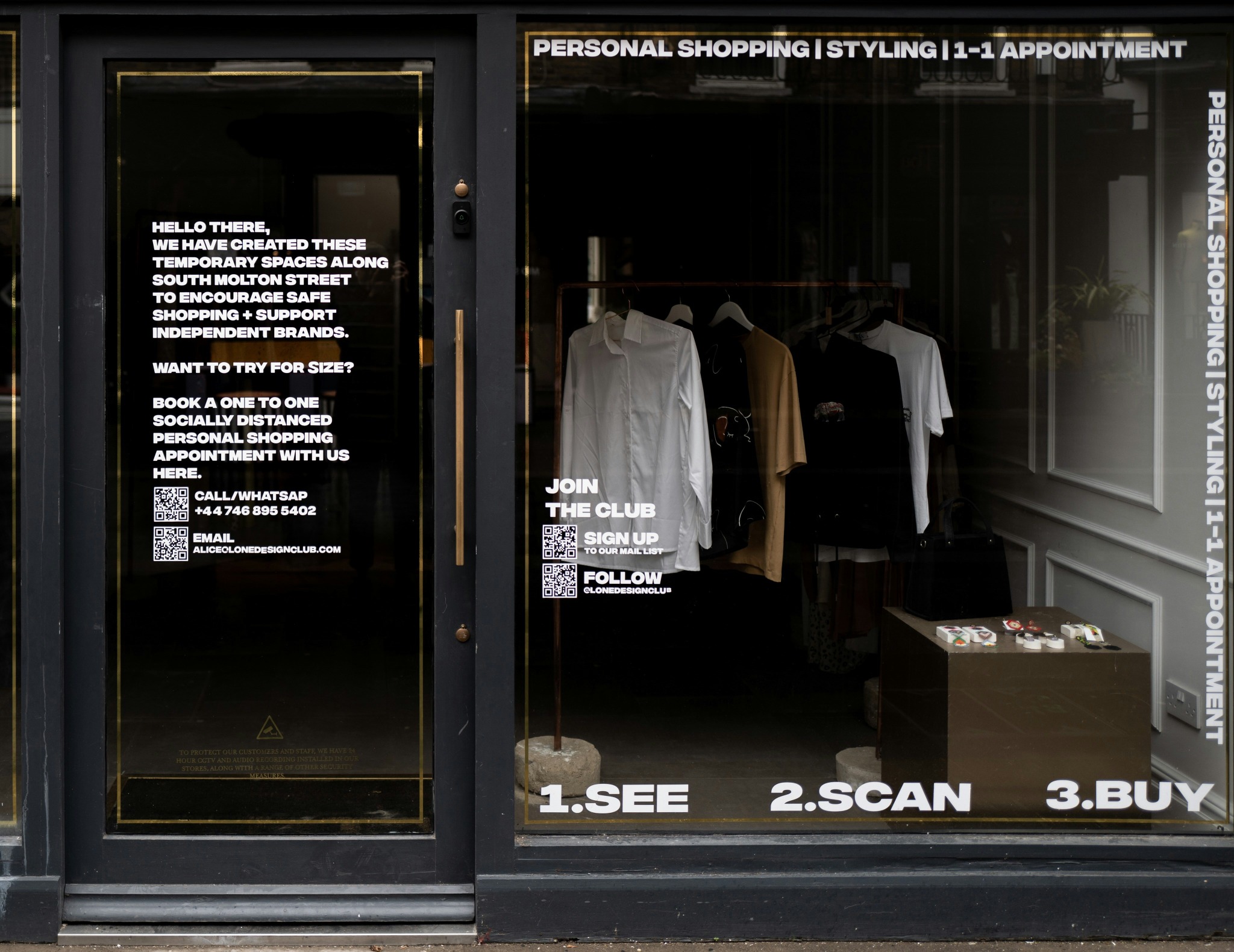 Retail storefront window graphics demonstrating large-format digital printing in a commercial environment.