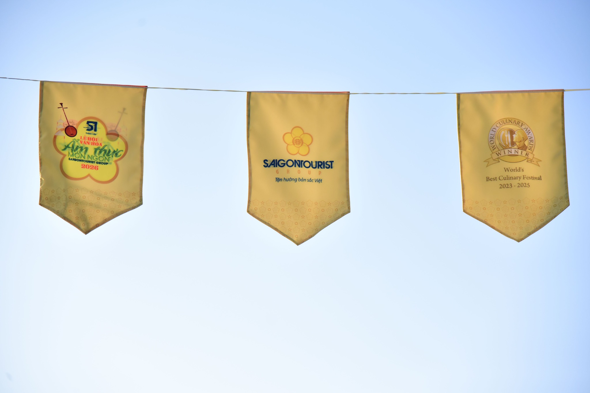 Printed fabric banners representing fabric printing for branded event and promotional applications.